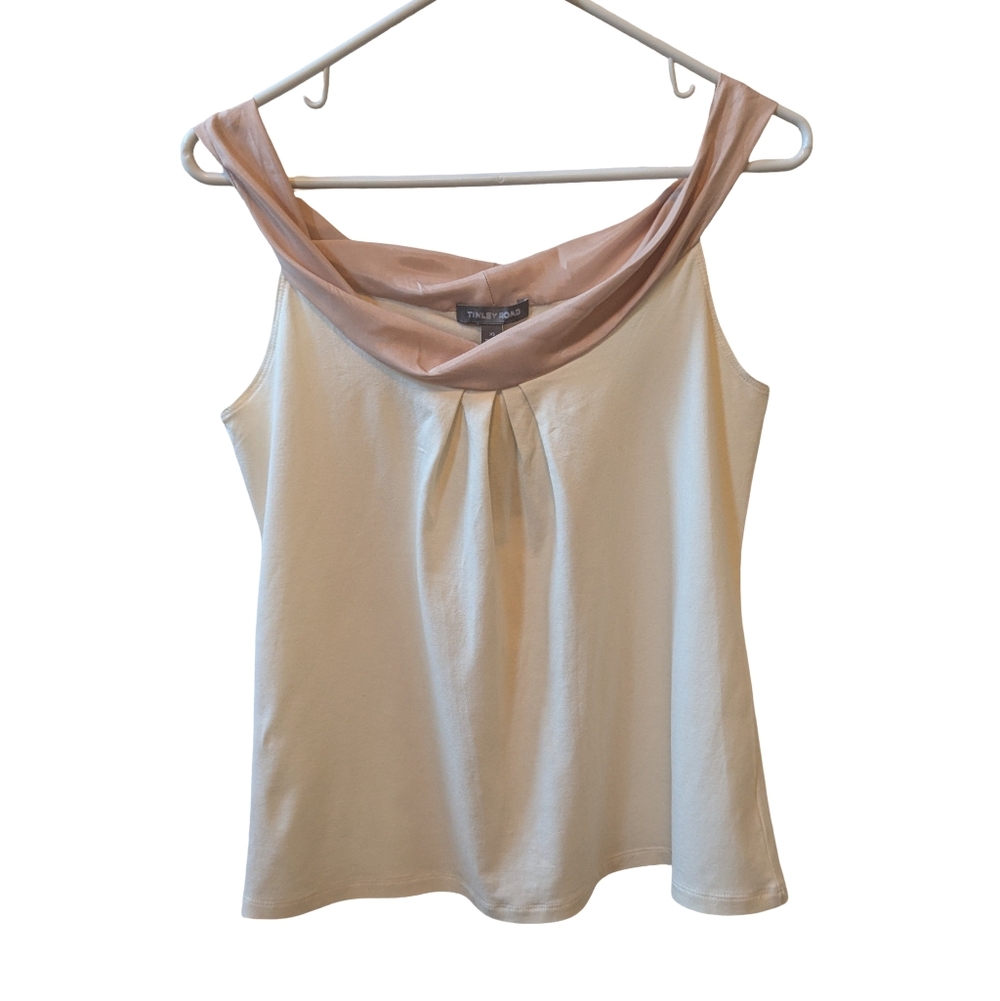 NWT Tinley Road Sleeveless Pleated Loose Summer Blouse Cream Beige XS